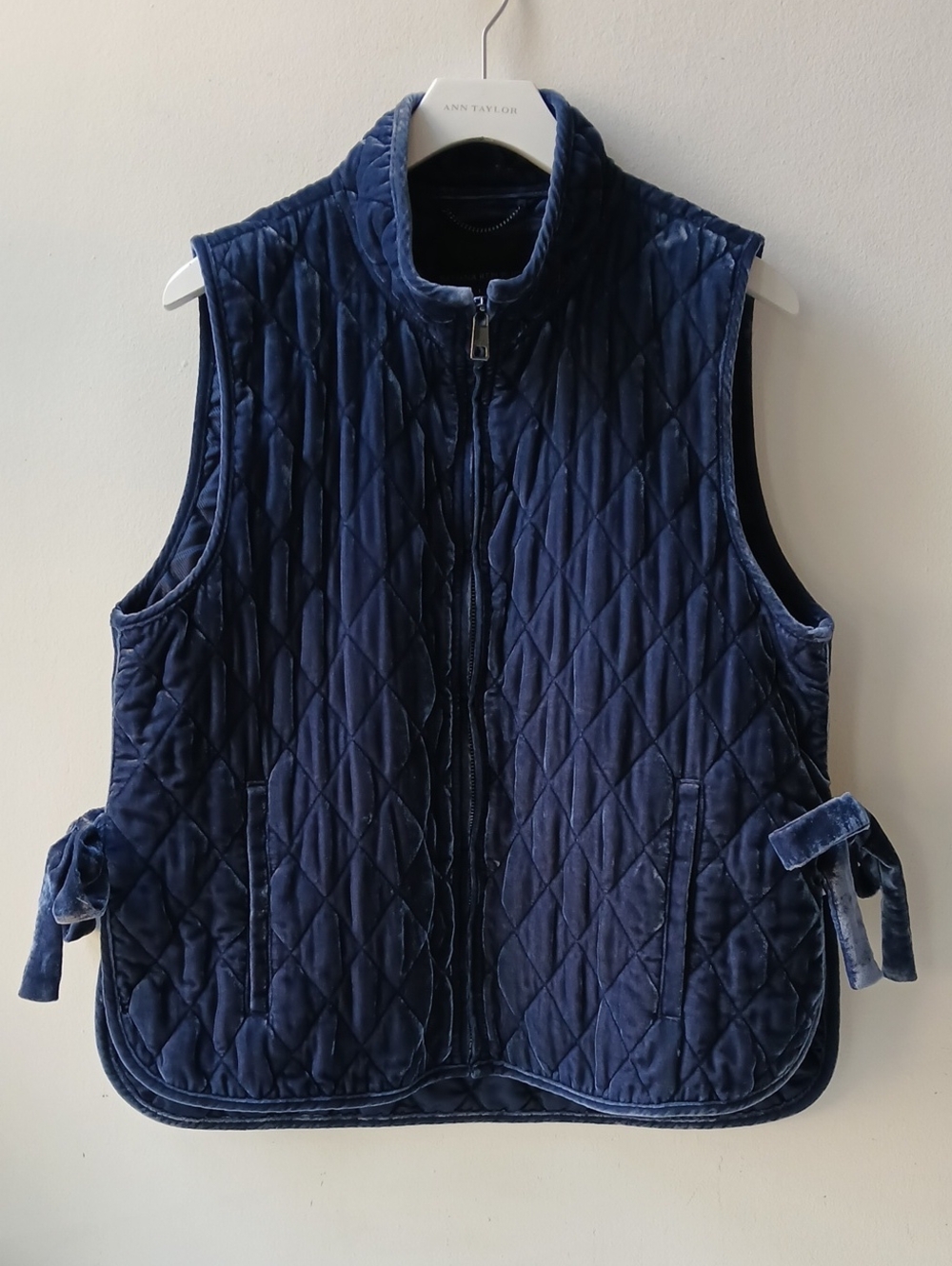 Banana Republic Velvet Quilted Vest Navy Women's Large